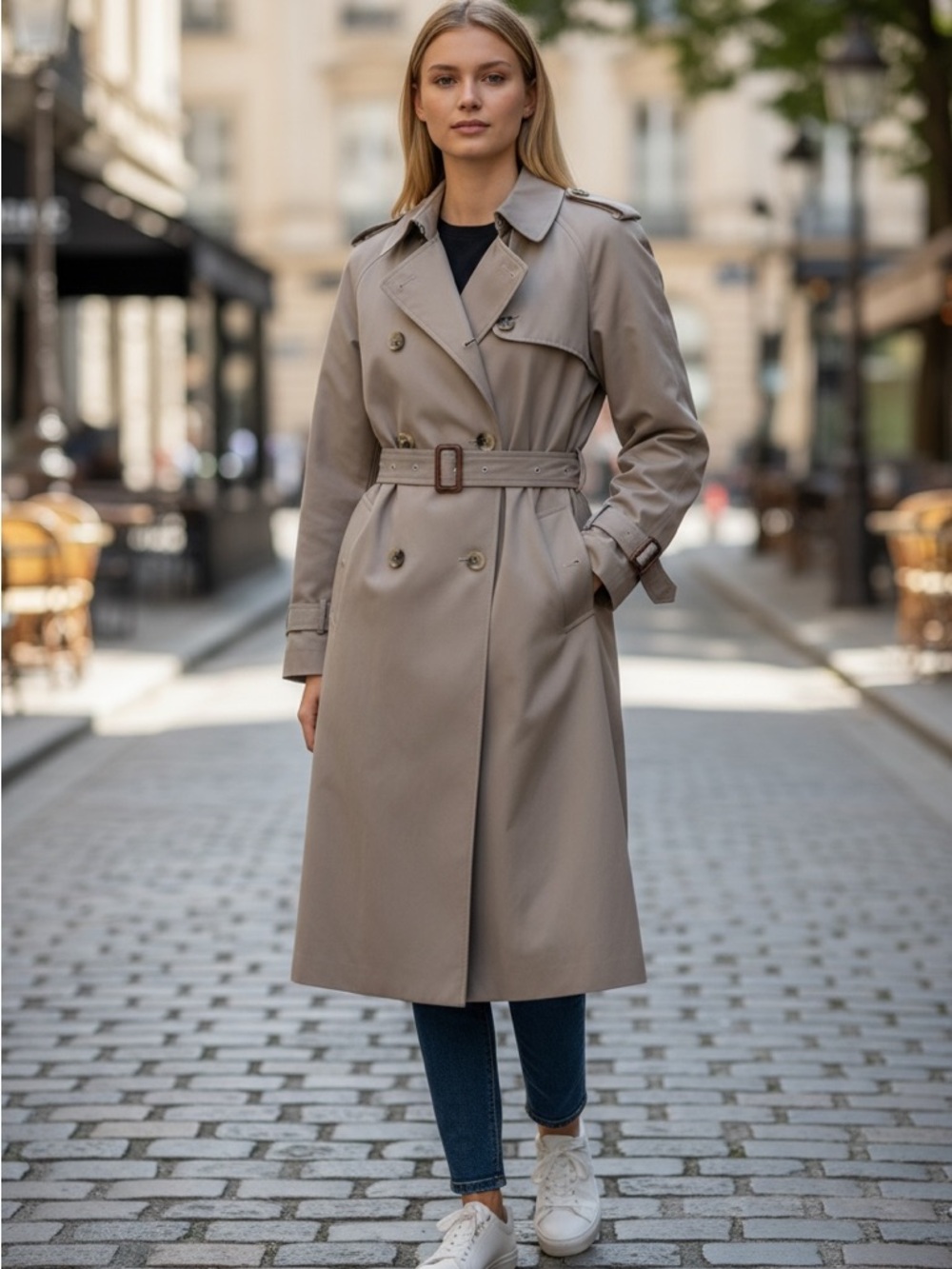 Vintage Burberrys Trench Coat Womens 10 Petite Beige Nova Check Lined Belted